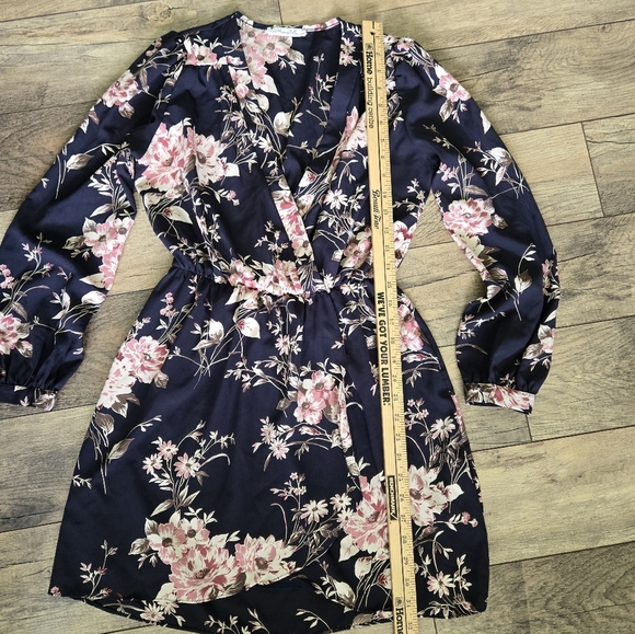 Honey Belle Womens Medium Floral Blue Wrap Dress - Picture 10 of 16